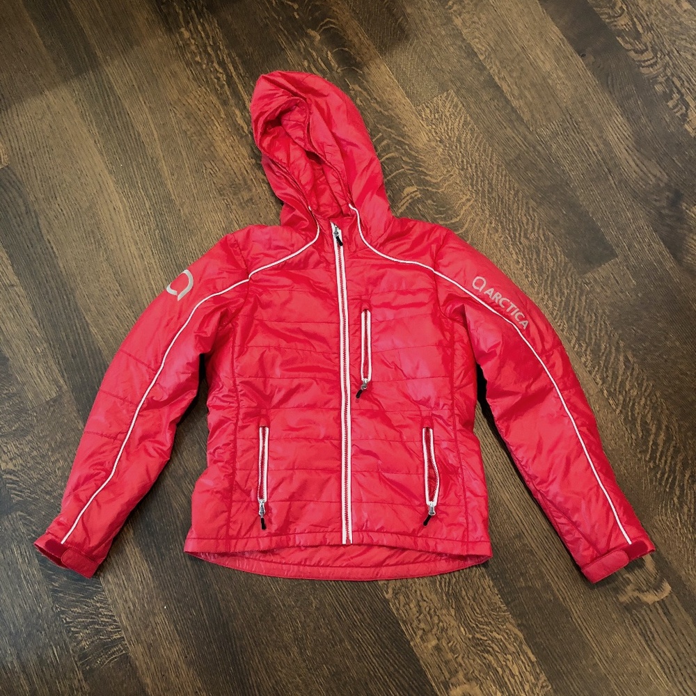 Artica Puffer Jacket, Red with White Piping, Sz S